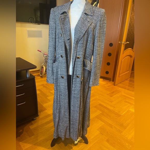Escada trench maxi long double breasted wool tweed coat Sz 40 USA 12-14 - Picture 2 of 15